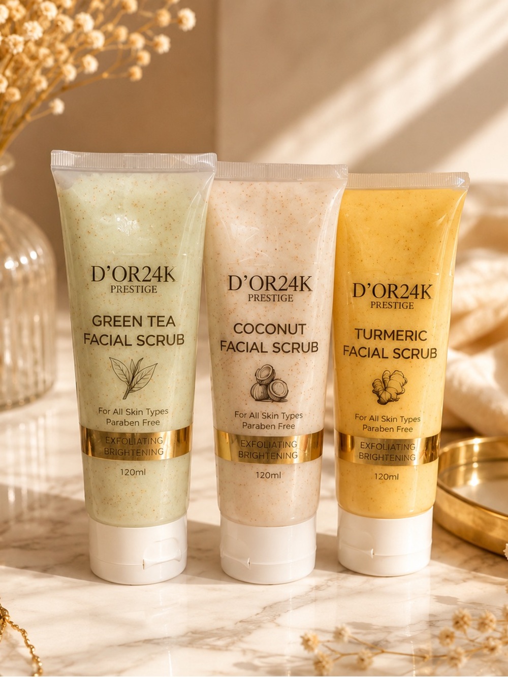 D’OR24K Facial Scrub Trio | Exfoliating & Brightening NEW MSRP $750